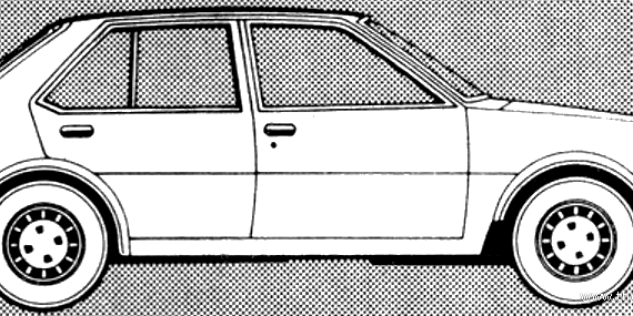 Mitsubishi Colt 5-Door 1400 GLX (1980) - Митцубиси - чертежи, габариты, рисунки автомобиля
