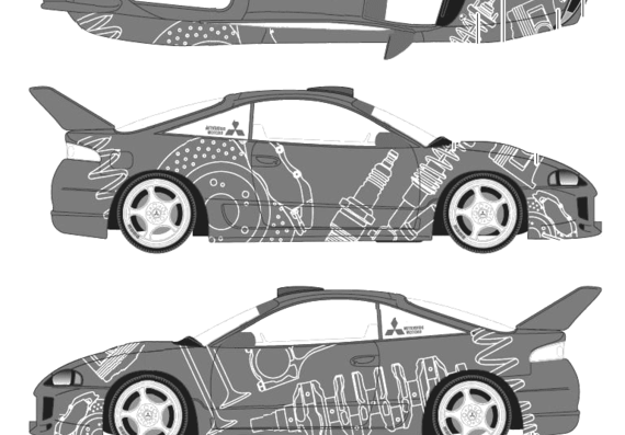 Mitsubishi Eclipse (1999) - Митцубиси - чертежи, габариты, рисунки автомобиля
