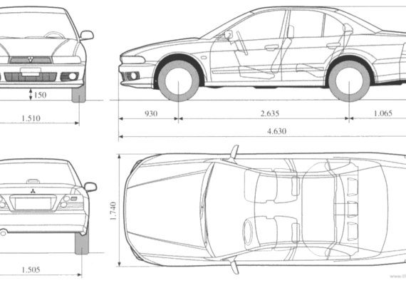 Mitsubishi Galant - Митцубиси - чертежи, габариты, рисунки автомобиля