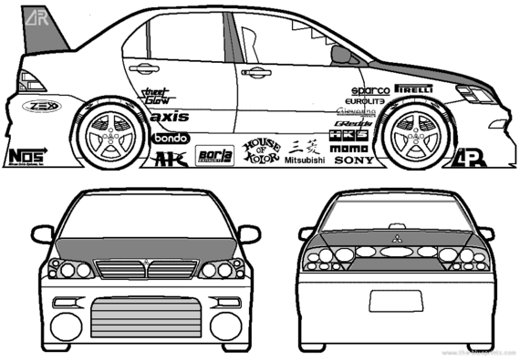 Mitsubishi Lancer - Митцубиси - чертежи, габариты, рисунки автомобиля