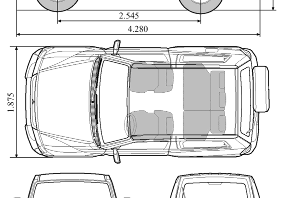 Mitsubishi Pajero GLS - Митцубиси - чертежи, габариты, рисунки автомобиля