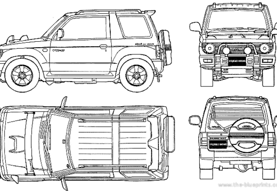 Mitsubishi Pajero Mini - Митцубиси - чертежи, габариты, рисунки автомобиля