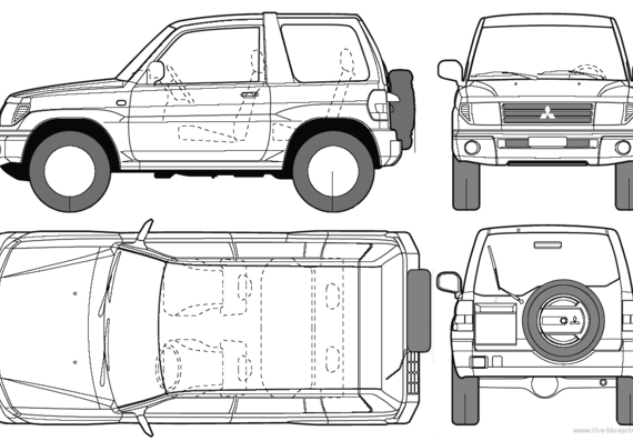 Mitsubishi Pajero Pinin - Митцубиси - чертежи, габариты, рисунки автомобиля