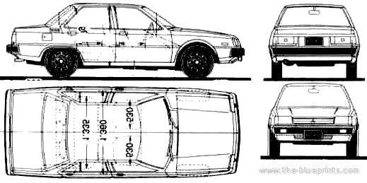 Mitsubishi Tredia (1983) - Митцубиси - чертежи, габариты, рисунки автомобиля