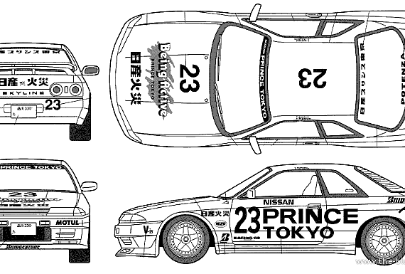 Nissan Skyline GT-R R32 - Ниссан - чертежи, габариты, рисунки автомобиля
