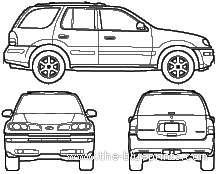 Oldsmobile Bravada (2003) - Олдсмобиль - чертежи, габариты, рисунки автомобиля