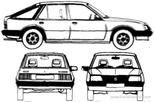 Opel Ascona C 2-Door (1982) - Опель - чертежи, габариты, рисунки автомобиля