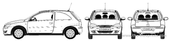 Opel Corsa 3-Door (2005) - Опель - чертежи, габариты, рисунки автомобиля