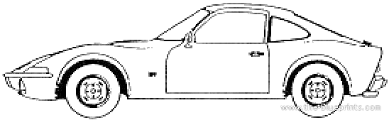 Opel GT (1970) - Опель - чертежи, габариты, рисунки автомобиля
