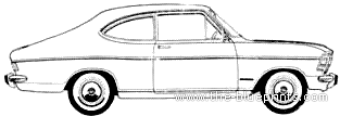 Opel Kadett B Coupe - Опель - чертежи, габариты, рисунки автомобиля