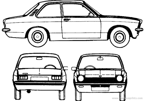 Opel Kadett C 2-Door (1974) - Опель - чертежи, габариты, рисунки автомобиля