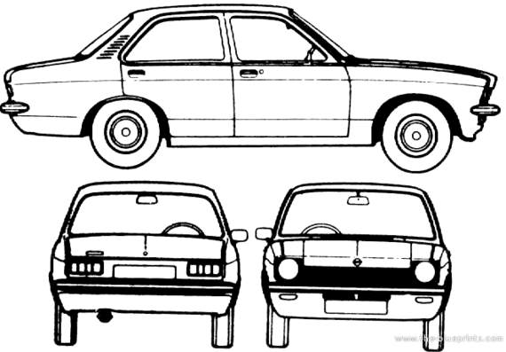 Opel Kadett C 4-Door (1974) - Опель - чертежи, габариты, рисунки автомобиля