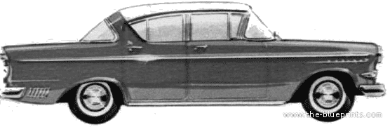 Opel Kapitan (1958) - Опель - чертежи, габариты, рисунки автомобиля