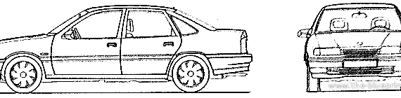 Opel Vectra 4-Door GLS (1995) - Опель - чертежи, габариты, рисунки автомобиля