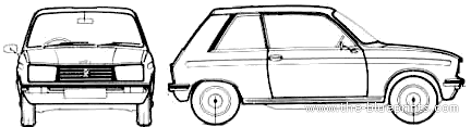 Peugeot 104 ZS - Пежо - чертежи, габариты, рисунки автомобиля