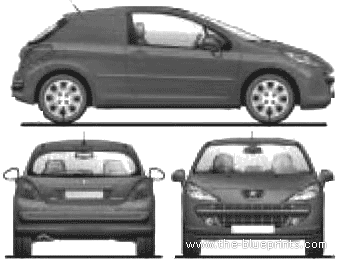 Peugeot 207 Van (2008) - Пежо - чертежи, габариты, рисунки автомобиля