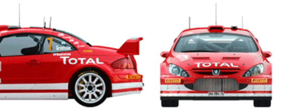 Peugeot 307 WRC (2005) - Пежо - чертежи, габариты, рисунки автомобиля