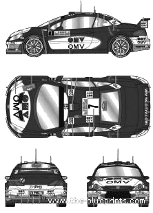 Peugeot 307 WRC (2006) - Пежо - чертежи, габариты, рисунки автомобиля