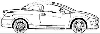 Peugeot 308 CC (2009) - Пежо - чертежи, габариты, рисунки автомобиля