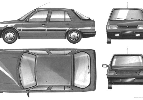 Peugeot 309 5-Door - Пежо - чертежи, габариты, рисунки автомобиля