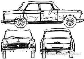 Peugeot 404 - Пежо - чертежи, габариты, рисунки автомобиля