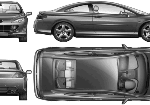 Peugeot 407 Coupe (2006) - Пежо - чертежи, габариты, рисунки автомобиля