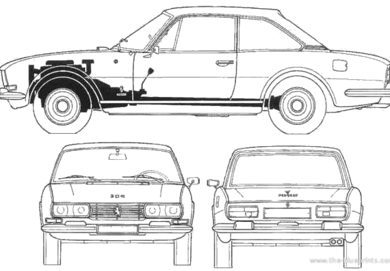 Peugeot 504 Coupe (1970) - Пежо - чертежи, габариты, рисунки автомобиля