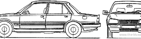 Peugeot 505 Turbo (1987) - Пежо - чертежи, габариты, рисунки автомобиля