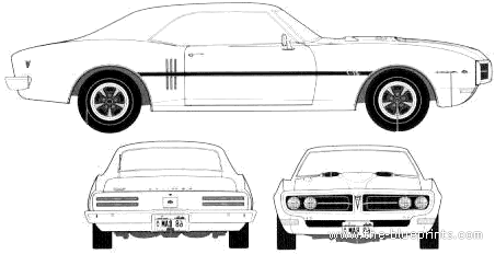 Pontiac Firebird 400 (1968) - Понтиак - чертежи, габариты, рисунки автомобиля