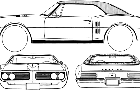 Pontiac Firebird 400 Hardtop Coupe (1967) - Понтиак - чертежи, габариты, рисунки автомобиля