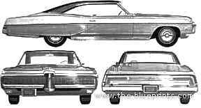 Pontiac Grande Parisienne 2+2 Hardtop (1968) - Понтиак - чертежи, габариты, рисунки автомобиля