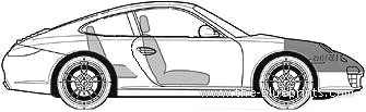 Porsche 911 3.6 Carrera (2008) - Порше - чертежи, габариты, рисунки автомобиля