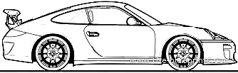 Porsche 911 GT3 RS (2010) - Порше - чертежи, габариты, рисунки автомобиля