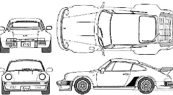 Porsche 911 Turbo (930) (1985) - Порше - чертежи, габариты, рисунки автомобиля