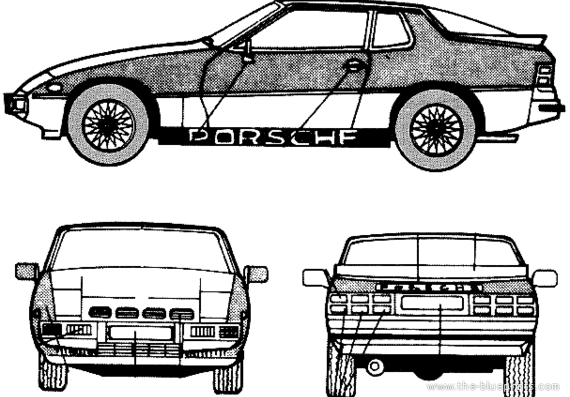 Porsche 924 Turbo - Порше - чертежи, габариты, рисунки автомобиля