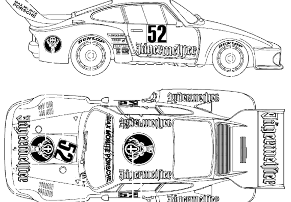 Porsche 935 (1978) - Порше - чертежи, габариты, рисунки автомобиля