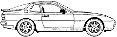 Porsche 944 Turbo (1988) - Порше - чертежи, габариты, рисунки автомобиля