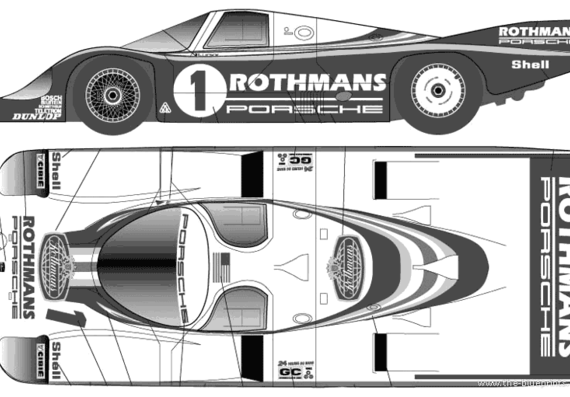 Porsche 962 - Порше - чертежи, габариты, рисунки автомобиля