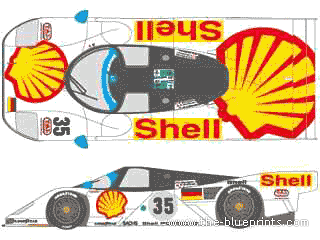 Porsche 962C GT1 Le Mans (1994) - Порше - чертежи, габариты, рисунки автомобиля