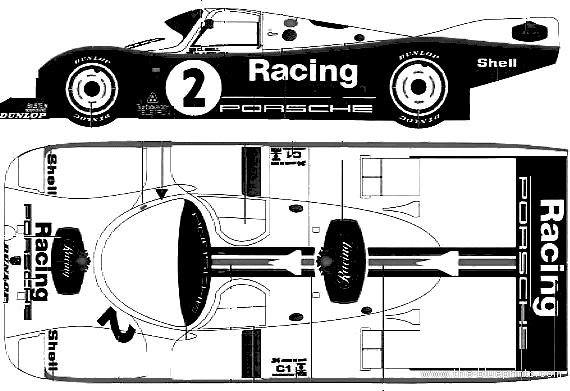 Porsche 962C Le Mans (1988) - Porsche - drawings, dimensions, pictures of the car