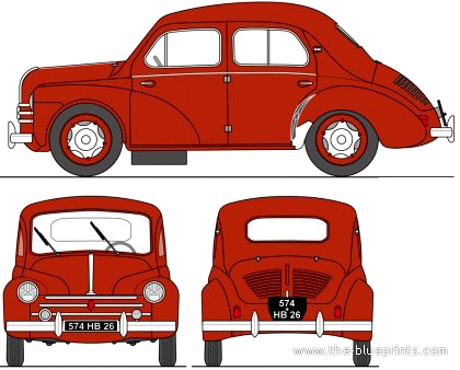 Renault 4CV (1955) - Renault - drawings, dimensions, pictures of the car