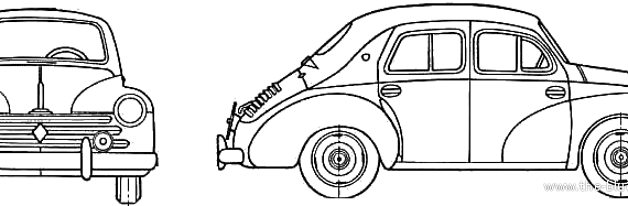 Renault 4CV (1957) - Рено - чертежи, габариты, рисунки автомобиля