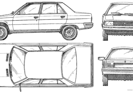 Renault 9 - Рено - чертежи, габариты, рисунки автомобиля