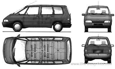 Renault Espace II (1991) - Рено - чертежи, габариты, рисунки автомобиля