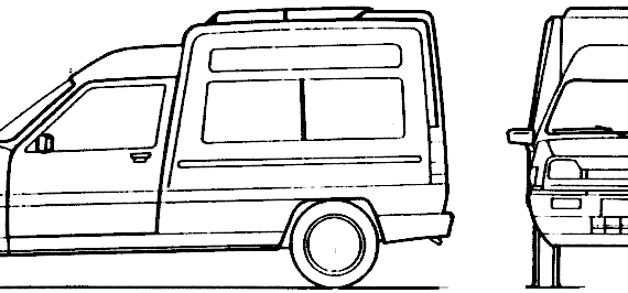 Renault Express (1992) - Рено - чертежи, габариты, рисунки автомобиля