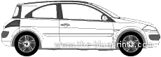 Renault Megane II 3-Door (2005) - Рено - чертежи, габариты, рисунки автомобиля