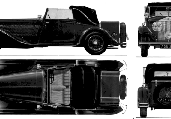 Rolls-Royce Phantom II - Роллс Ройс - чертежи, габариты, рисунки автомобиля
