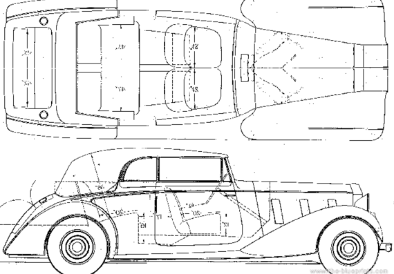 Rolls-Royce Phantom III - Роллс Ройс - чертежи, габариты, рисунки автомобиля