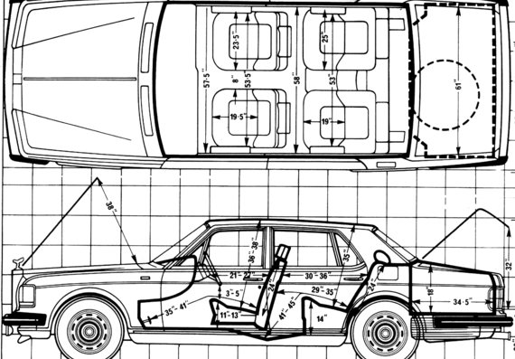 Rolls Royce Silver Spirit (1981) - Роллс Ройс - чертежи, габариты, рисунки автомобиля