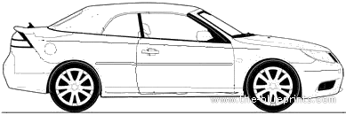 Saab 9-3 Cabrio - Сааб - чертежи, габариты, рисунки автомобиля